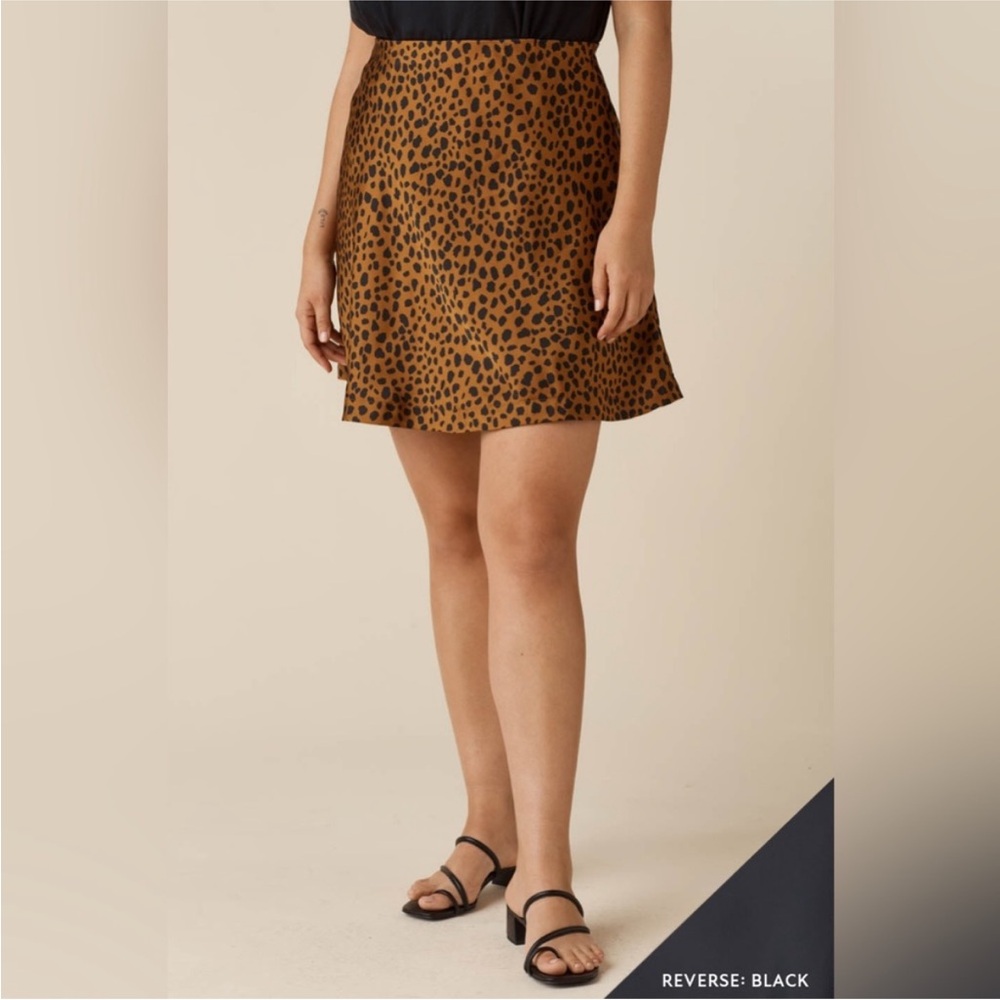Veta Reversible Satin Mini Skirt Leopard & Black Size Small